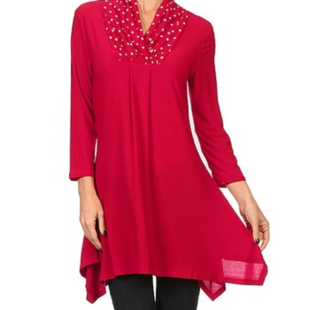 Red Polka Dot Sidetail Tunic
